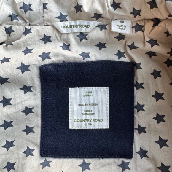 COUNTRY ROAD Hooded Cape Girls 5 Navy Blue Wool Winter Coat Faux Fur Pom Ties - Picture 8 of 12